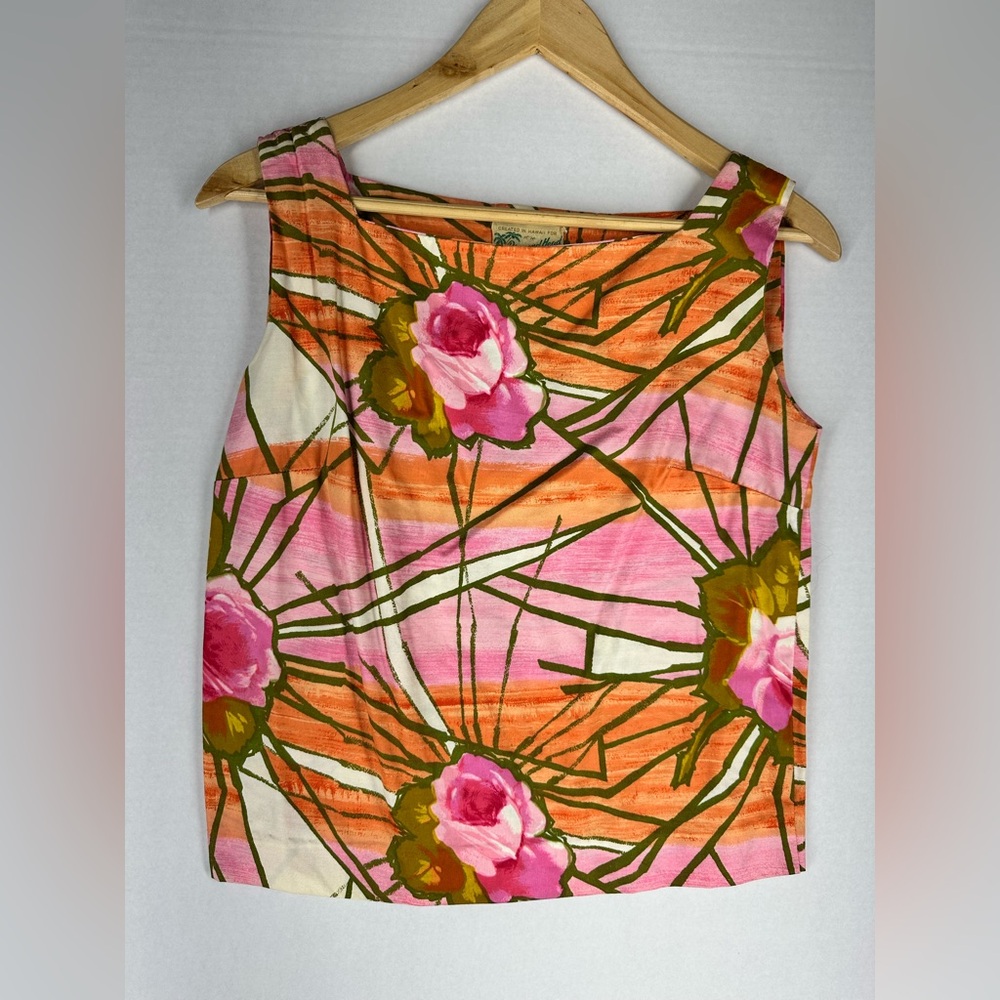 Vintage Diamond Head Sportswear Floral Pink and Orange Tank Top